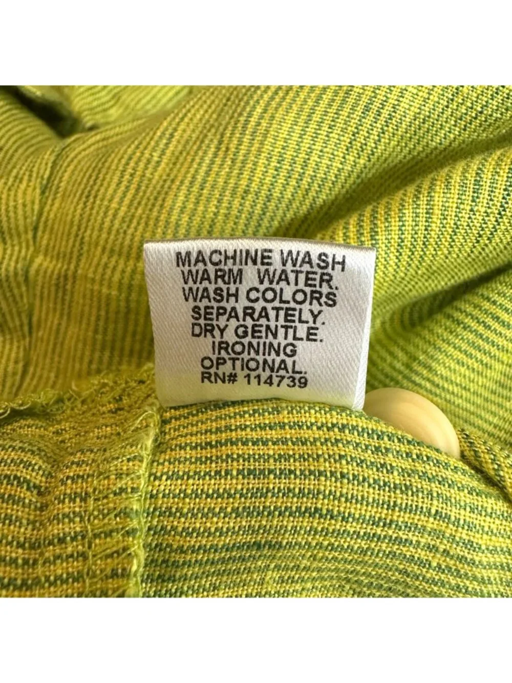 NWOT Flax Womens Green Button-Up 100% Linen Collared 3/4 Sleeve Tunic Shirt S